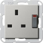 Gira 2778600 Steckdose British Standard 13 A 250 V~ geschaltet mit Shutter, Schraubklemmen, nur für Schraubbefestigung 