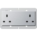 Gira 278226 Doppelsteckdose 2-fach 13 A BS 1363-2 mit Shutter, Farbe Alu, passend für System 55 Programmübergreifend 