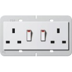 Gira 278303 Doppelsteckdose 13 A 250 V~ geschaltet mit Shutter, passend für System 55 Programmübergreifend, British 