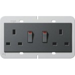 Gira 278328 Doppelsteckdose 13 A, 250 V~, geschaltet mit Shutter, Schraubklemmen, für Schraubbefestigung Anthrazit 