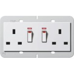 Gira 278403 Doppelsteckdose 13 A 250 V~ geschaltet mit Kontrolllicht und Shutter in Reinweiß glänzend passend für System 