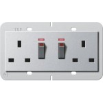 Gira 278426 Doppelsteckdose 2-fach geschaltet mit Kontrolllicht und Shutter, kompatibel mit British Standard BS 1363-2 