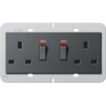 Gira 278428 Doppelsteckdose 2-fach, geschaltet, mit Kontrolllicht und Shutter, 13 A, British Standard, Anthrazit 