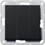 Gira 2830005 Gira Wippschalter 3-fach schwarz matt aus der Serie System 55 Programmübergreifend mit erhoehter 