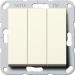 Gira 283001 Gira Wippschalter 3-fach in Cremeweiß glänzend, passend für System 55 Programmübergreifend, mit Ausschalter 