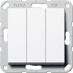 Gira 283003 Gira Wippschalter 3-fach in Reinweiß glänzend, geeignet für System 55 Programmübergreifend, mit erhöhtem 
