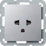 Gira 284026 Gira Steckdose mit Schutzkontakt EURO-US 16 A 250 V~ in Aluminiumfarbe passend für System 55 