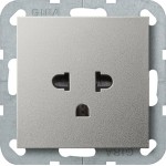 Gira 2840600 Steckdose mit Schutzkontakt EURO-US 16 A 250 V~ in lackiertem Edelstahl, passend für System 55 