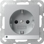 Gira 417026 Schuko-Steckdose 16A 250V mit LED-Orientierungsleuchte und erhöhten Berührungsschutz (Shutter) System 55 Farbe Alu 