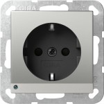 Gira 4170600 Schuko-Steckdose 16A 250V mit LED-Orientierungsleuchte und erhöhten Berührungsschutz (Shutter) System 55 Edelstahl (lackiert) 