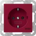 Gira 4188108 Schuko-Steckdose 16A 250V mit roter Abdeckung und Aufdruck 'WSV' (weitere Sicherheitsversorgung) Rot glänzend 