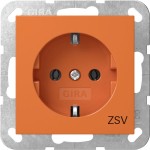 Gira 4188109 Schuko-Steckdose 16A 250V mit oranger Abdeckung und Aufdruck 'ZSV' (zusätzliche Sicherheitsversorgung) Orange glänzend 