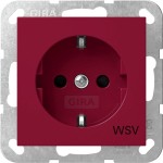 Gira 4453108 Schuko-Steckdose 16A 250V mit erhöhten Berührungsschutz (Shutter) mit roter Abdeckung und Aufdruck 'WSV' (weitere Sicherheitsversorgung) Rot glänzend 