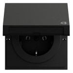 Gira 445474 Schuko-Steckdose 16 A 250 V~ mit Klappdeckel in Schwarz matt lackiert, mit stabilem Stahltragring 