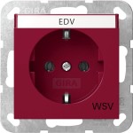 Gira 4457108 Schuko-Steckdose 16A 250V mit Beschriftungsfeld mit roter Abdeckung und Aufdruck 'WSV' (weitere Sicherheitsversorgung) Rot glänzend 