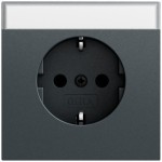Gira 445773 Schuko-Steckdose 16 A 250 V~ mit Beschriftungsfeld in Anthrazit lackiert, mit stabilem Erdungsbügel 