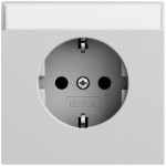 Gira 445776 Schuko-Steckdose mit Beschriftungsfeld in Grau matt lackiert, stabile Erdung 