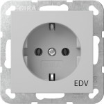 Gira 4458015 Schuko-Steckdose 16A 250V mit Aufdruck 'EDV' System 55 Grau matt 