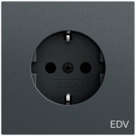 Gira 445873 SCHUKO-Steckdose 16 A 250 V~ mit Aufdruck EDV in Anthrazit lackiert, mit stabilem Erdungsbügel 
