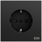 Gira 446174 SCHUKO-Steckdose 16 A 250 V~ mit Aufdruck EDV, erhöhtem Berührungsschutz Safety Plus, schwarz matt lackiert 
