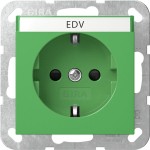 Gira 4462107 SCHUKO-Steckdose 16 A 250 V~ mit Beschriftungsfeld und erhöhtem Berührungsschutz (Safety Plus) in grün 