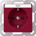 Gira 4462108 SCHUKO-Steckdose 16 A 250 V~ mit Beschriftungsfeld und erhöhtem Berührungsschutz (Safety Plus) in Rot 