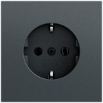 Gira 446673 SCHUKO-Steckdose 16 A 250 V~ ohne Befestigungskrallen in Anthrazit lackiert, mit stabilem Stahltragring 