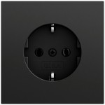 Gira 446674 SCHUKO-Steckdose 16 A 250 V~ ohne Befestigungskrallen in Schwarz matt lackiert, mit stabilem Stahltragring 