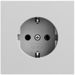 Gira 446676 Gira SCHUKO-Steckdose 16 A 250 V~ ohne Befestigungskrallen in Grau matt lackiert, mit stabilem Stahltragring 