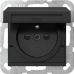 Gira 4488005 Steckdose 16 A 250 V~ mit erhöhtem Berührungsschutz (Safety Plus), Klappdeckel und Erdungsstift in Schwarz 