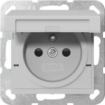 Gira 4488015 Steckdose 16 A 250 V~ mit Klappdeckel und erhöhtem Berührungsschutz (Safety Plus) in Grau matt 