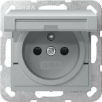 Gira 448826 Steckdose 16 A 250 V~ mit Klappdeckel und erhöhtem Berührungsschutz (Safety Plus) in Alu, passend für System 
