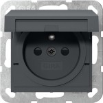 Gira 448828 Steckdose 16 A 250 V~ mit Erdungsstift, Klappdeckel und erhöhtem Berührungsschutz (Safety Plus) in Anthrazit 