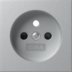 Gira 494526 Abdeckung für Steckdose mit Erdungsstift, 16 A 250 V~, erhöhtem Berührungsschutz (Safety Plus), Farbe Alu 