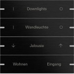 *** Gira 5034126 Wippenset 4-fach individuell für Tastsensor 4 Aluminium Schwarz (Bitte denken Sie an die Gira-Konfiguration!) 