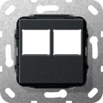 Gira 562910 Abdeckung für 2-fach LexCom-Buchse in Schwarz matt. Für Kanalinstallation 