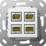 Gira 569803 Einsatz Modular Jack RJ45 Cat. 6A 10 Gbit-Ethernet 4-fach Kupplung Reinweiß glänzend 