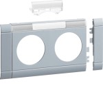 Hager GB08021LAN Blende 2-fach Steckdose zu Oberteil 80mm beschriftbar anreihbar halogenfrei alu 