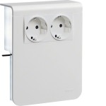 Hager SL201159009010 Geräteträger Steckdose 2-fach vorverdrahtet Steckklemmen zu SL 20x115mm reinweiß 