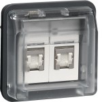 Hager WNA227 Netzwerkdose mit Schneidklemmen, Schirmkontaktierung und Zugentlastung für RJ11, RJ12 und RJ45, unterstützt 