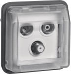 Hager WNA257 Antennendosen-Einsatz 3-Loch SAT Einzeldose W.1 grau, IP55 Schutzart 