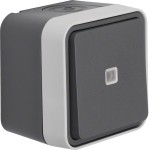 Hager WNC003 Kontroll-Wechselschalter Aufputz Serie W.1 in Grau mit rotem LED-Aggregat, 10 A, 250 V 
