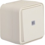 Hager WNC021B Wechsler-Taster beleuchtet, Aufputzmontage, passend für W.1 IP55, Farbe polarweiß 