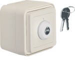 Hager WNC035B Schlüssel-Schalter Aufputz mit 2-poligem Wechsler, Aufdruck '1', Schutzart W.1 IP55, Farbe polarweiß 