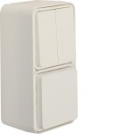 Hager WNC081B Serienschalter mit Steckdose SCHUKO, Aufputz senkrecht, W.1 IP55, purweiß, mit Klappdeckel 