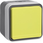 Hager WNC100J Hager Steckdose mit Schutzkontaktstift und gelbem Klappdeckel, Aufputz, kompatibel mit W.1 IP55, grau