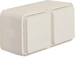 Hager WNC144B Hager SCHUKO Steckdose 2-fach waagerecht mit Klappdeckel, 4-Leiter-Anschluss, Aufputz, purweiß 