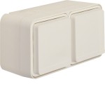 Hager WNC162B Steckd. SCHUKO AP 2f. waager. m. Klappd. erh. BS, 2 Leitungseinf.,W.1 IP55,weiß 