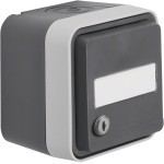 Hager WNC166 SCHUKO® Steckdose 1-fach Aufputz mit Klappdeckel, Beschriftungsfeld grau 