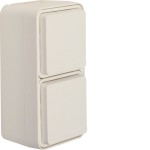Hager WNC172B Hager Steckdose SCHUKO 2-fach senkrecht mit Klappdeckel, W.1 IP55, polarweiß 